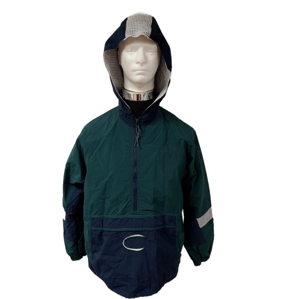 Catalina Womens Medium Green Hooded 1/2 Zip Kangaroo Pocket Hoodie Windbreaker